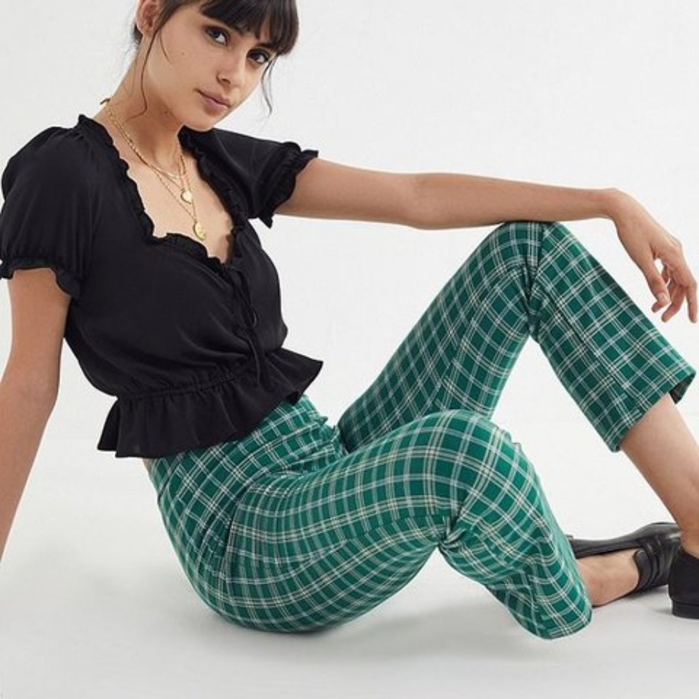 Urban Outfitters Casey Pant - Green Checkered